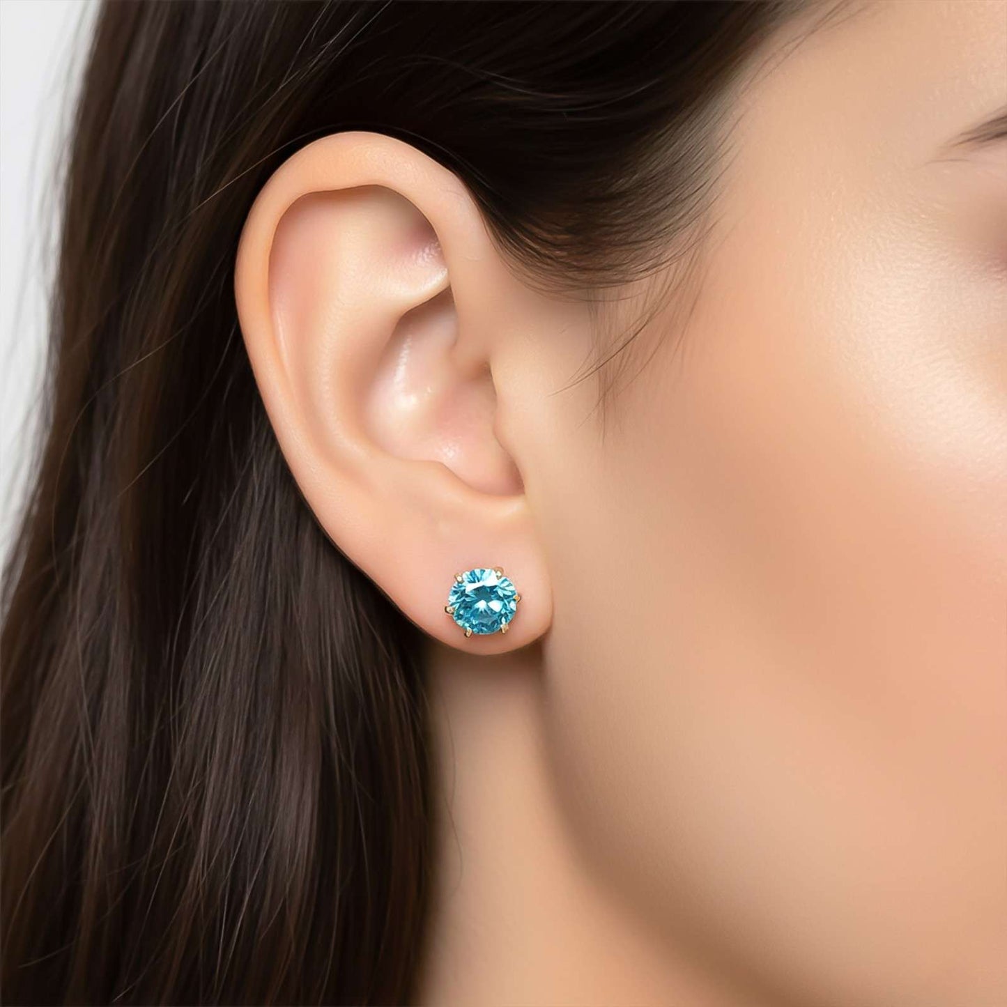 Solitaire Topaz Stud Earrings