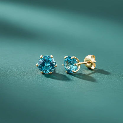 Solitaire Topaz Stud Earrings