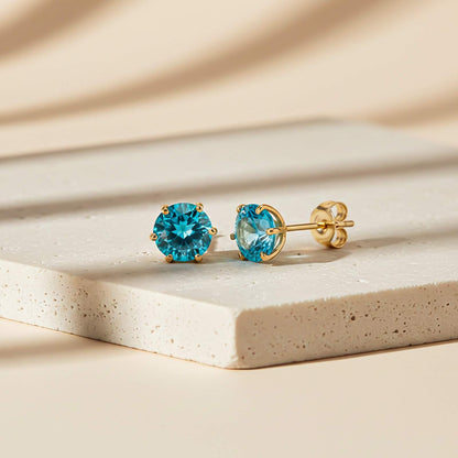 Solitaire Topaz Stud Earrings