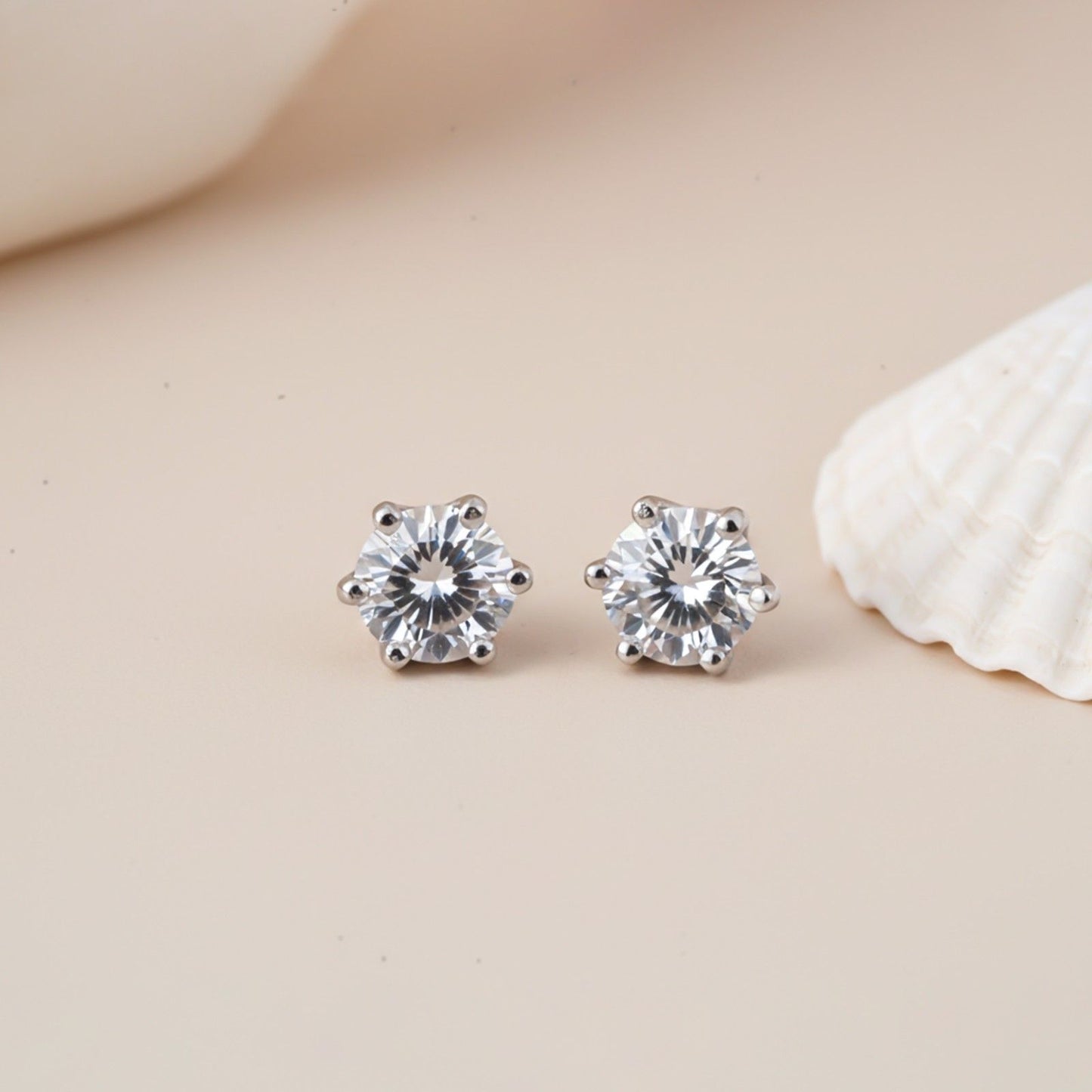 Silver Circle Zircon Stud Earrings