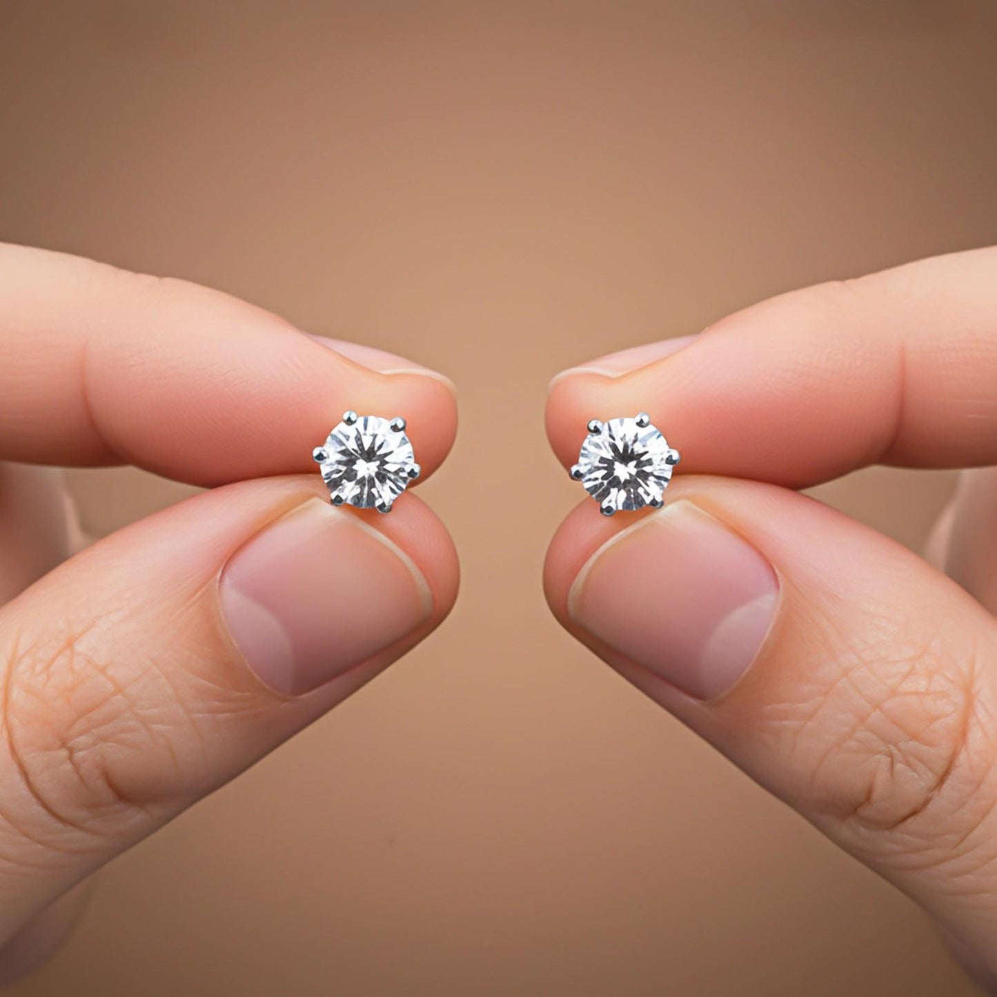 Silver Circle Zircon Stud Earrings