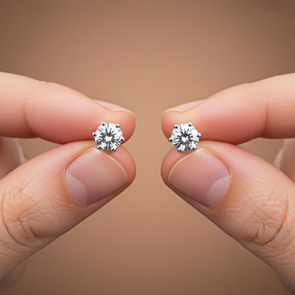 Silver Circle Zircon Stud Earrings