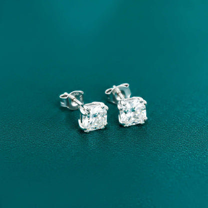 Silver Pillow Style Stud Earrings