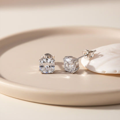 Silver Pillow Style Stud Earrings
