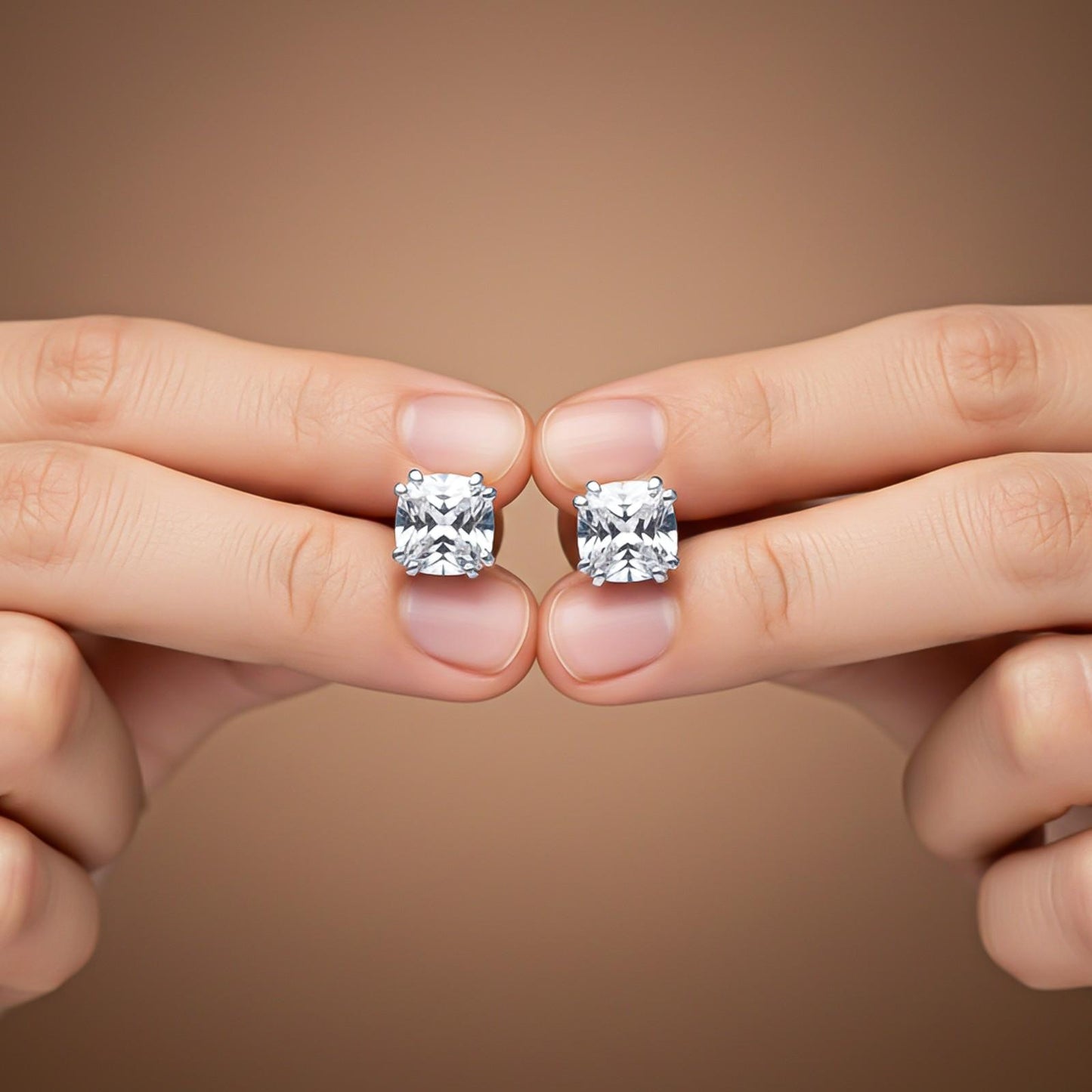 Silver Pillow Style Stud Earrings