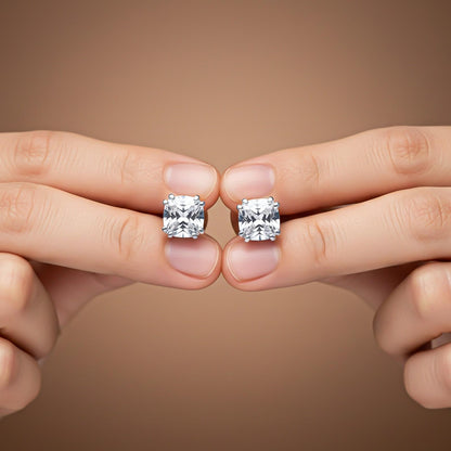 Silver Pillow Style Stud Earrings