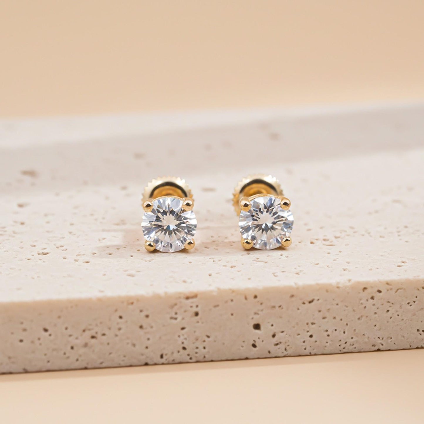 Golden Mellow Round Stud Earrings