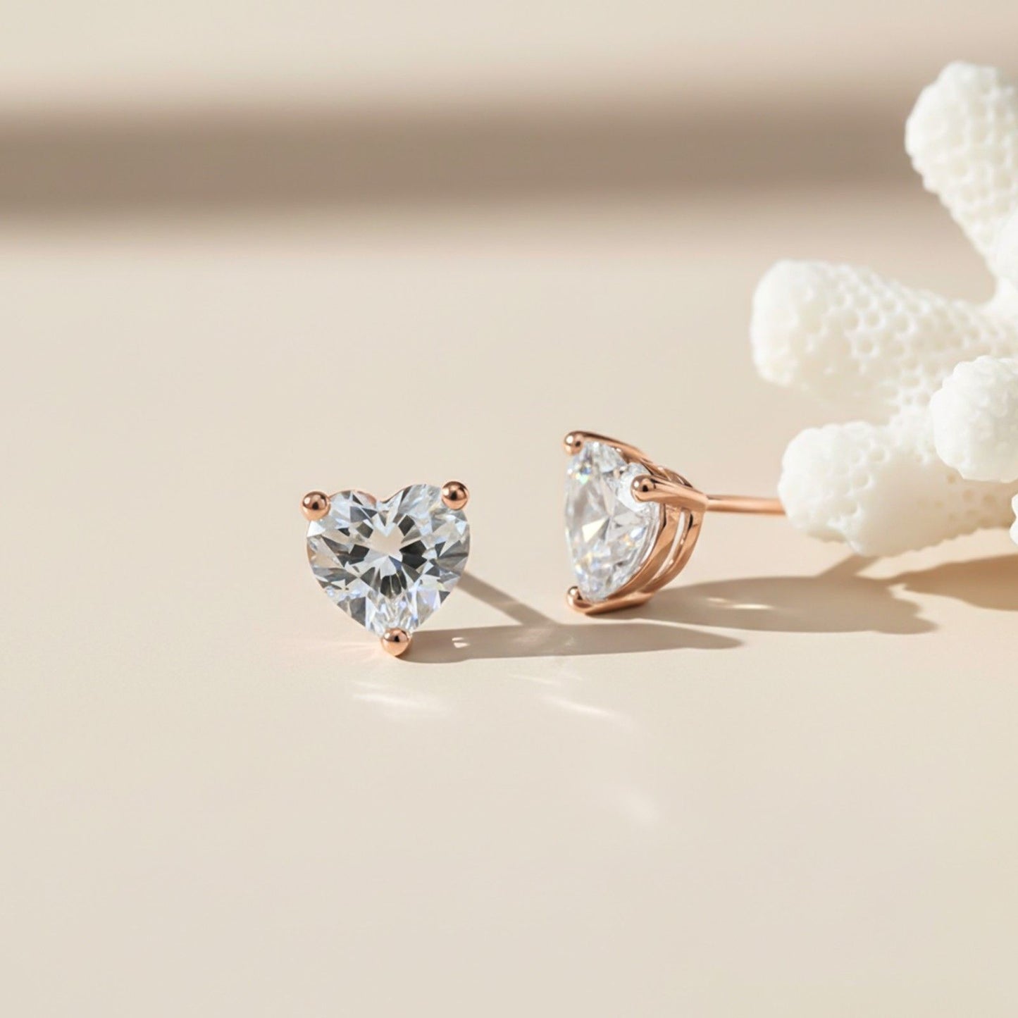 Rose Gold Mini Hearts Stud Earrings