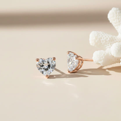 Rose Gold Mini Hearts Stud Earrings