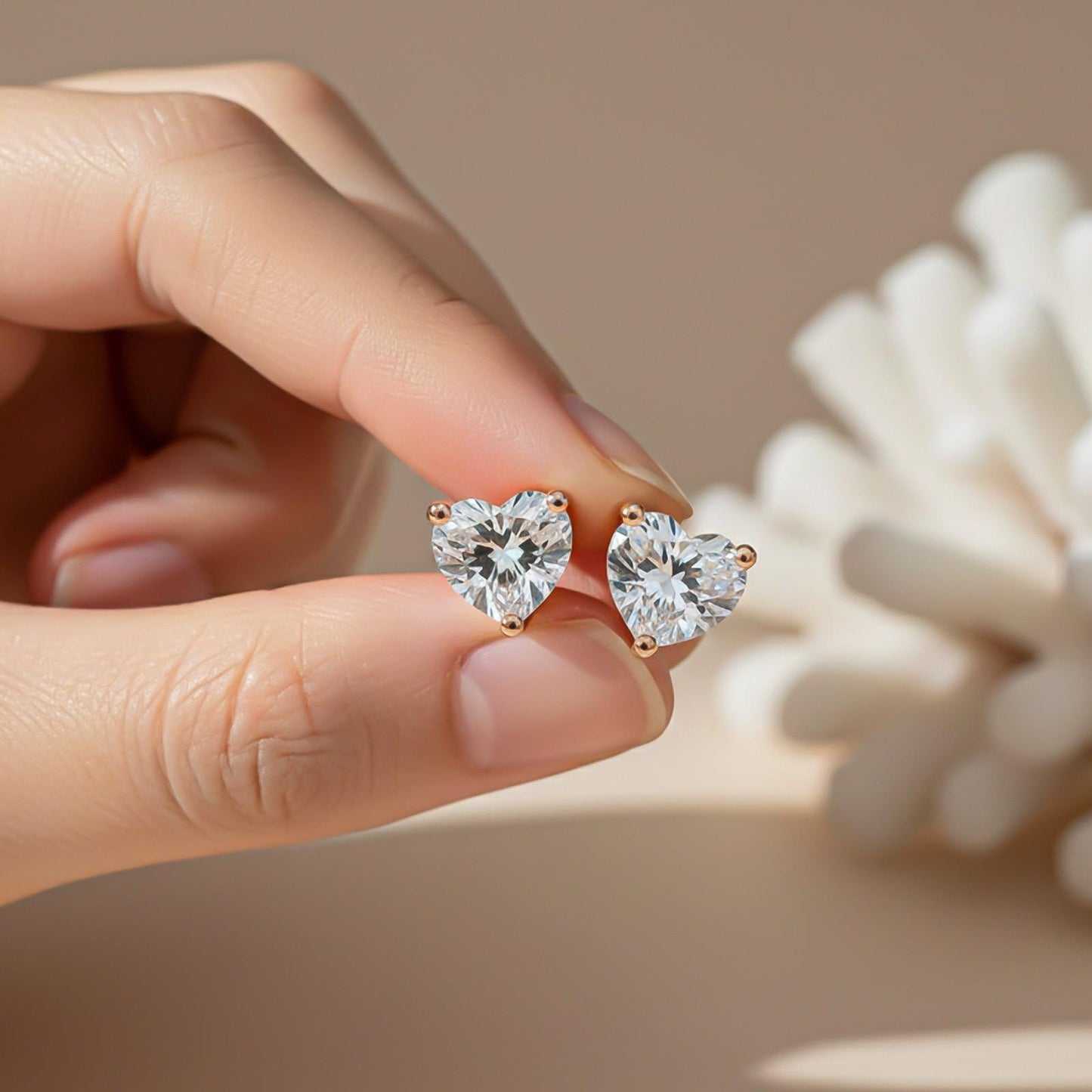 Rose Gold Mini Hearts Stud Earrings