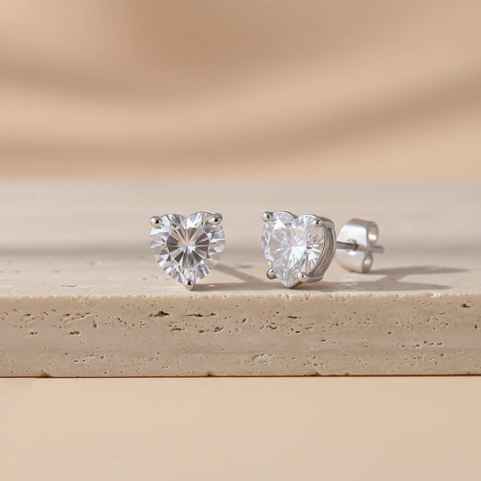 Silver Heart Will Go On Stud Earrings