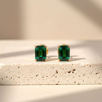 Golden Green Forest Stud Earrings