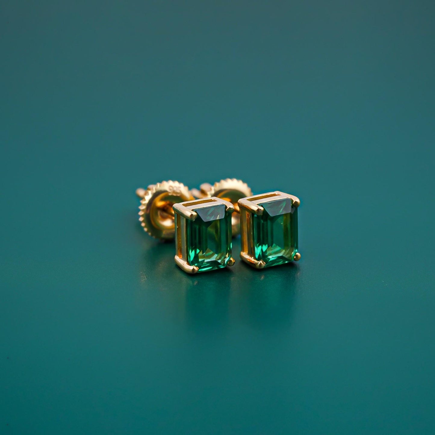 Golden Green Forest Stud Earrings