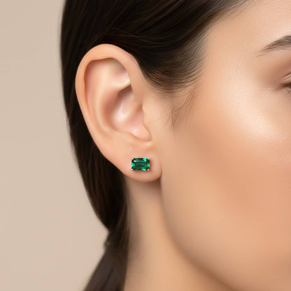 Golden Green Forest Stud Earrings