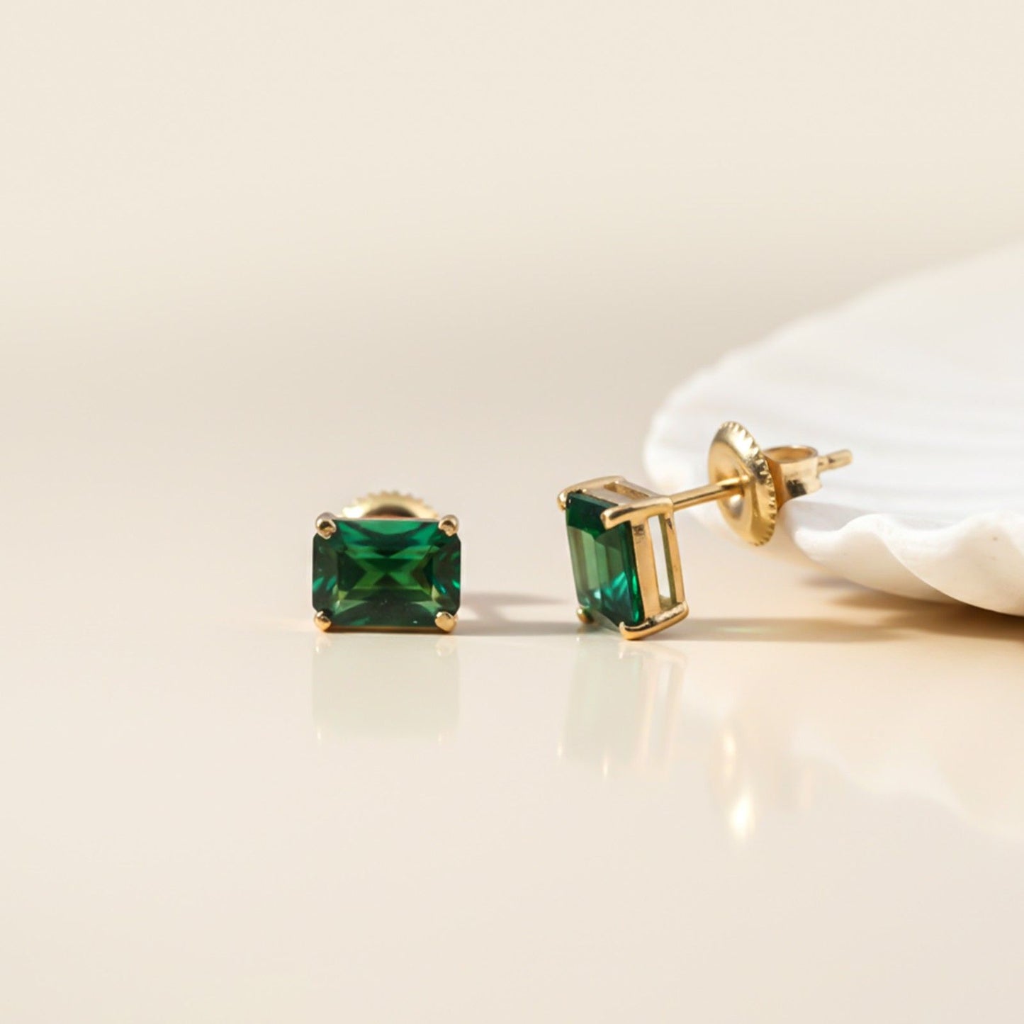 Golden Green Forest Stud Earrings