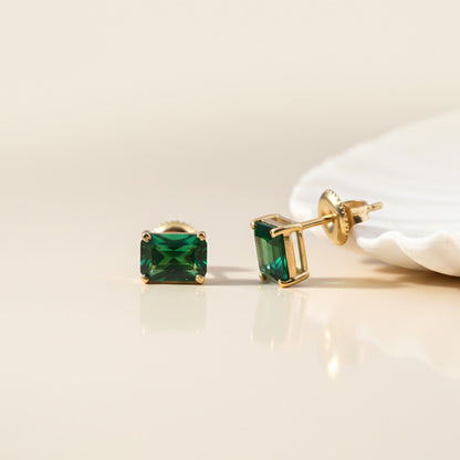 Golden Green Forest Stud Earrings