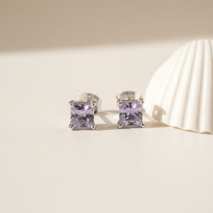 Silver Purple Haze Stud Earrings