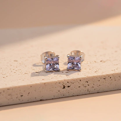 Silver Purple Haze Stud Earrings