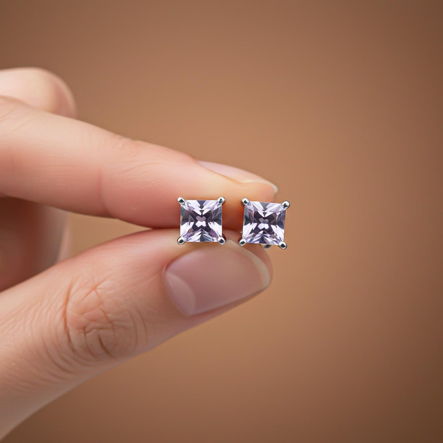 Silver Purple Haze Stud Earrings