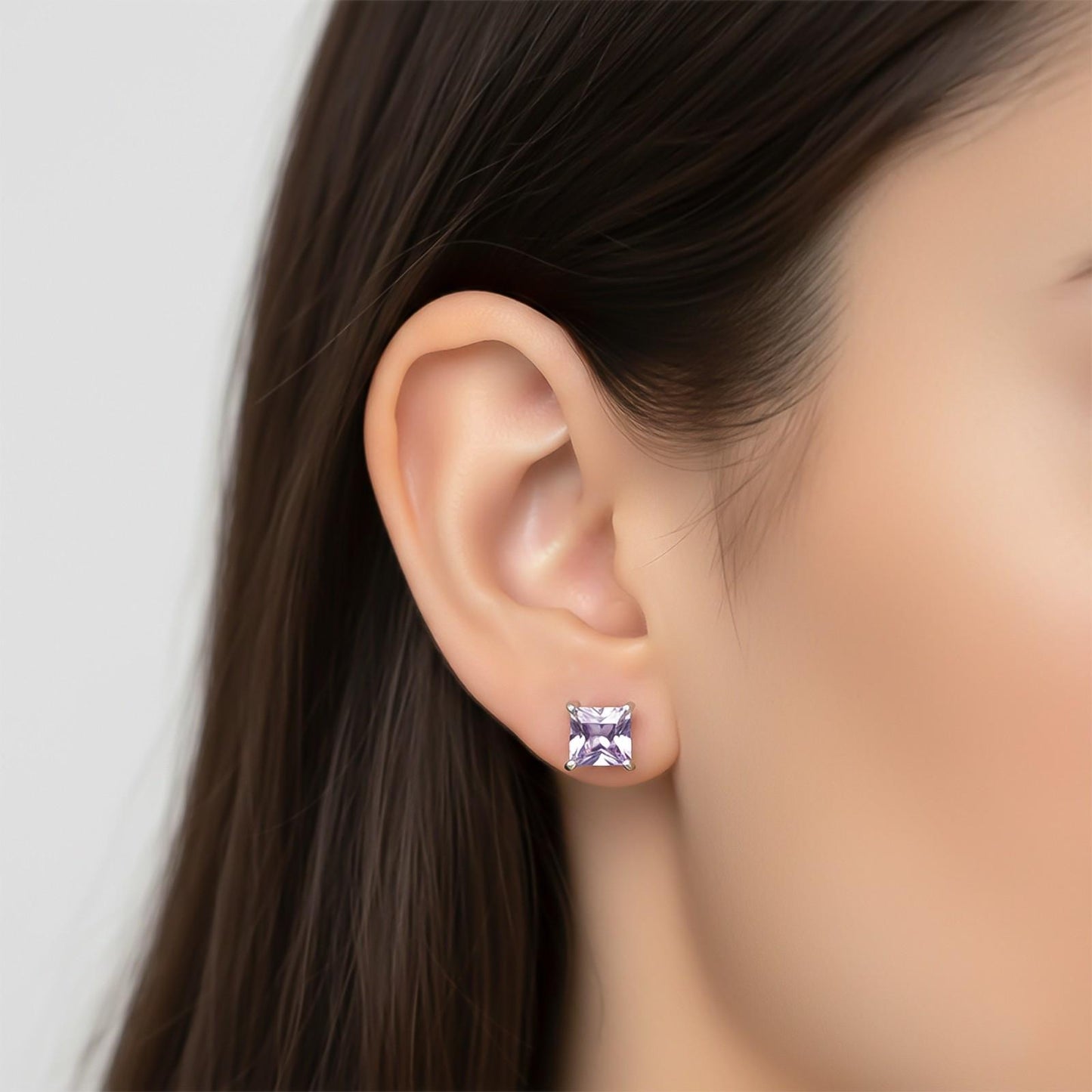Silver Purple Haze Stud Earrings