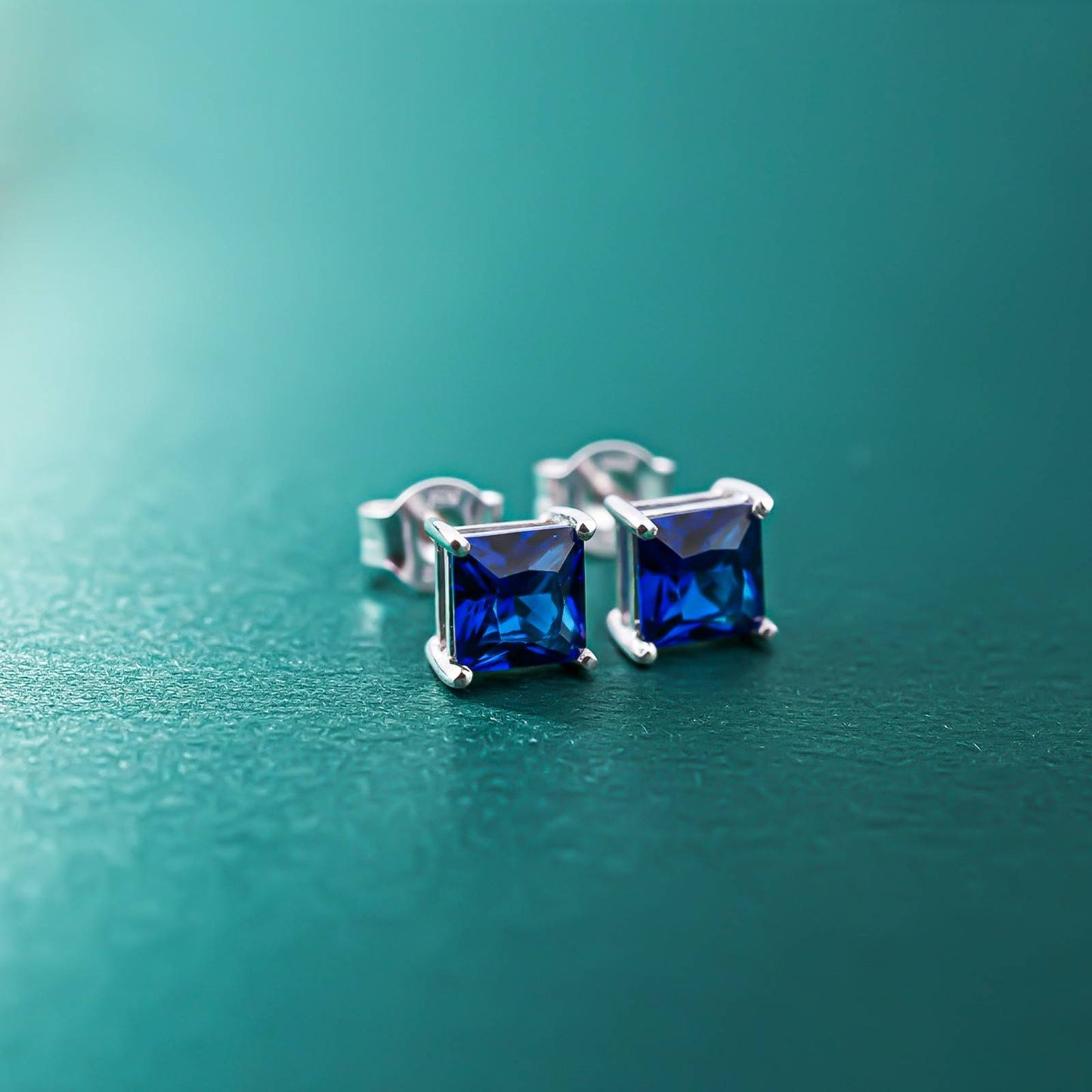 Silver Royal Blue Stud Earrings