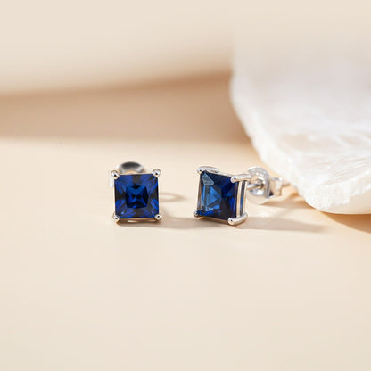Silver Royal Blue Stud Earrings