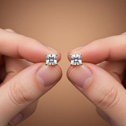 Silver Princess Tiny Stud Earrings