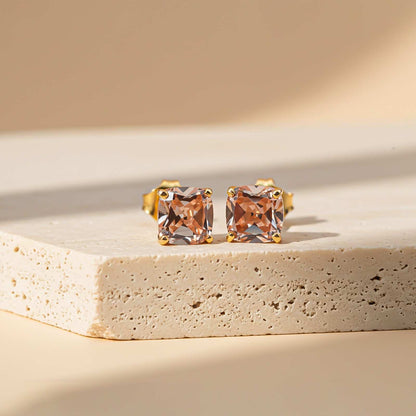 Rose Gold Champaign Stud Earrings
