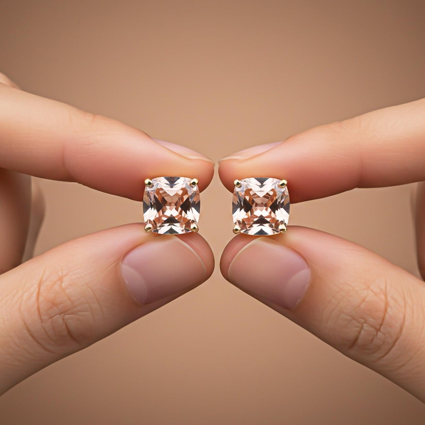 Rose Gold Champaign Stud Earrings