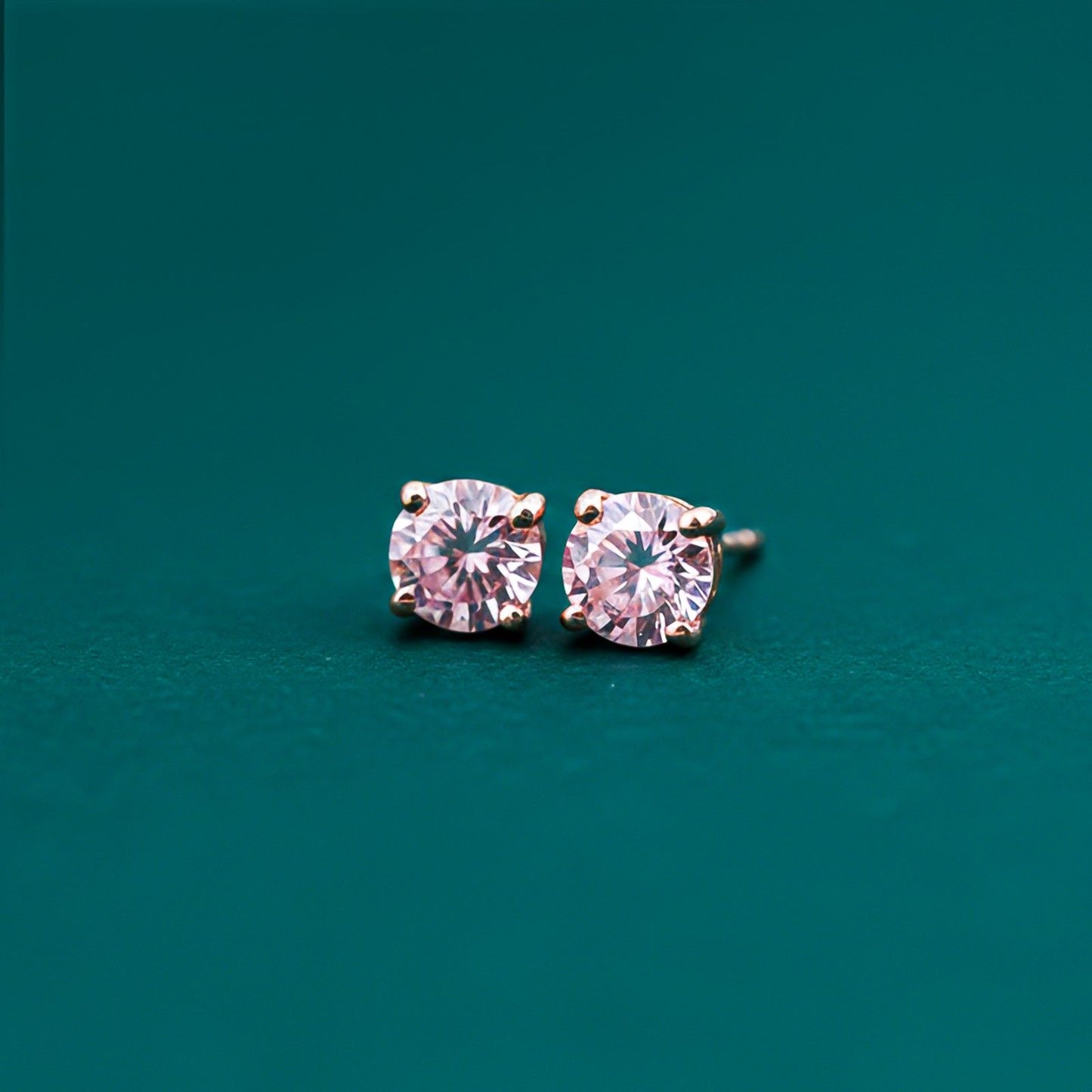 Golden Purple Solitary Stud Earrings