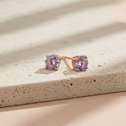 Golden Purple Solitary Stud Earrings