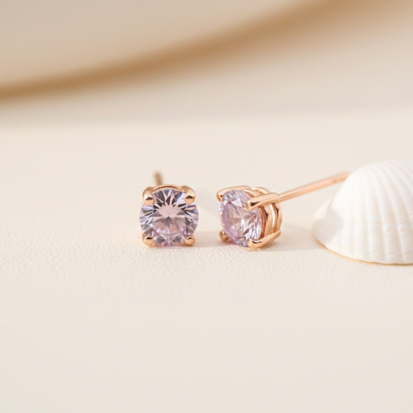 Golden Purple Solitary Stud Earrings