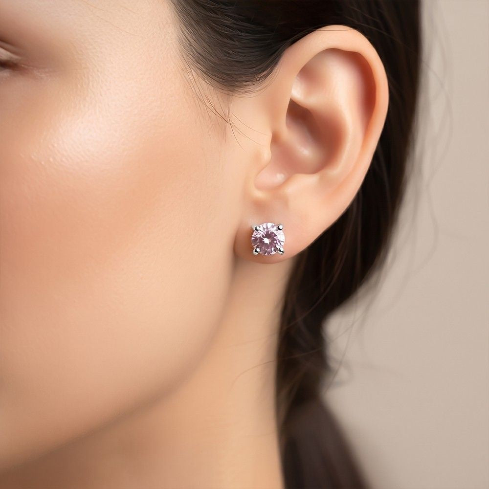 Purple Solitary Stud Earrings