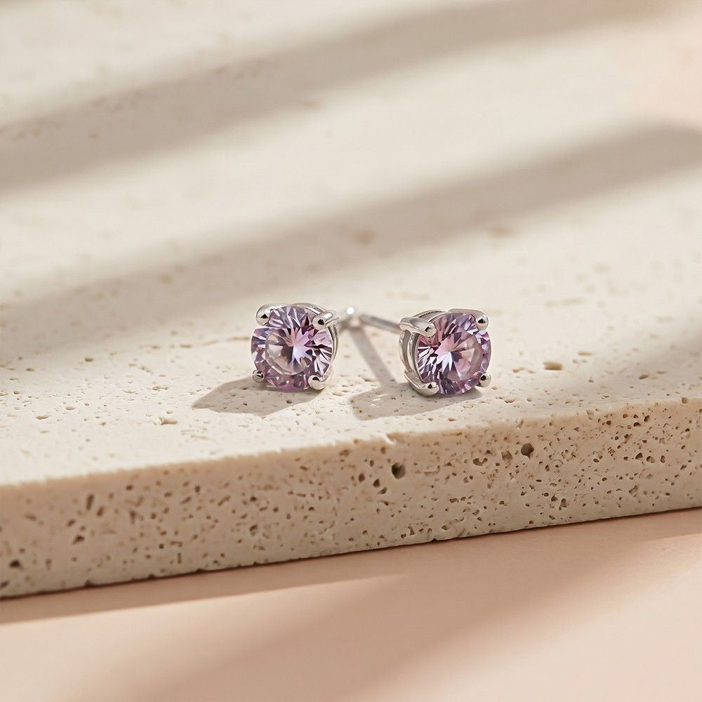 Purple Solitary Stud Earrings
