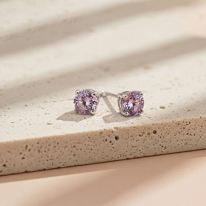 Purple Solitary Stud Earrings