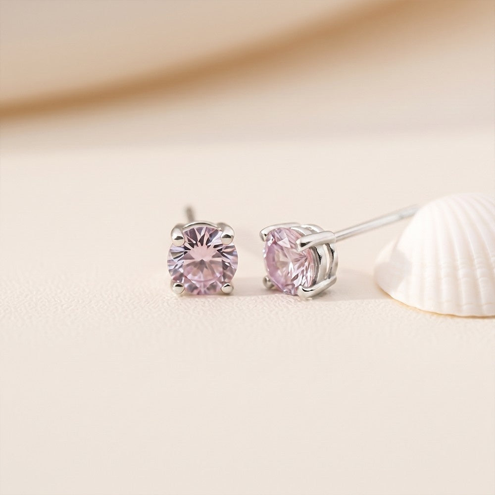 Purple Solitary Stud Earrings