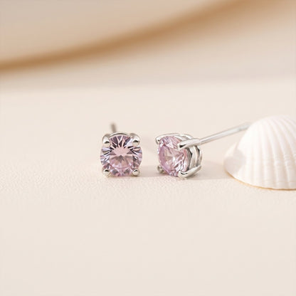 Purple Solitary Stud Earrings