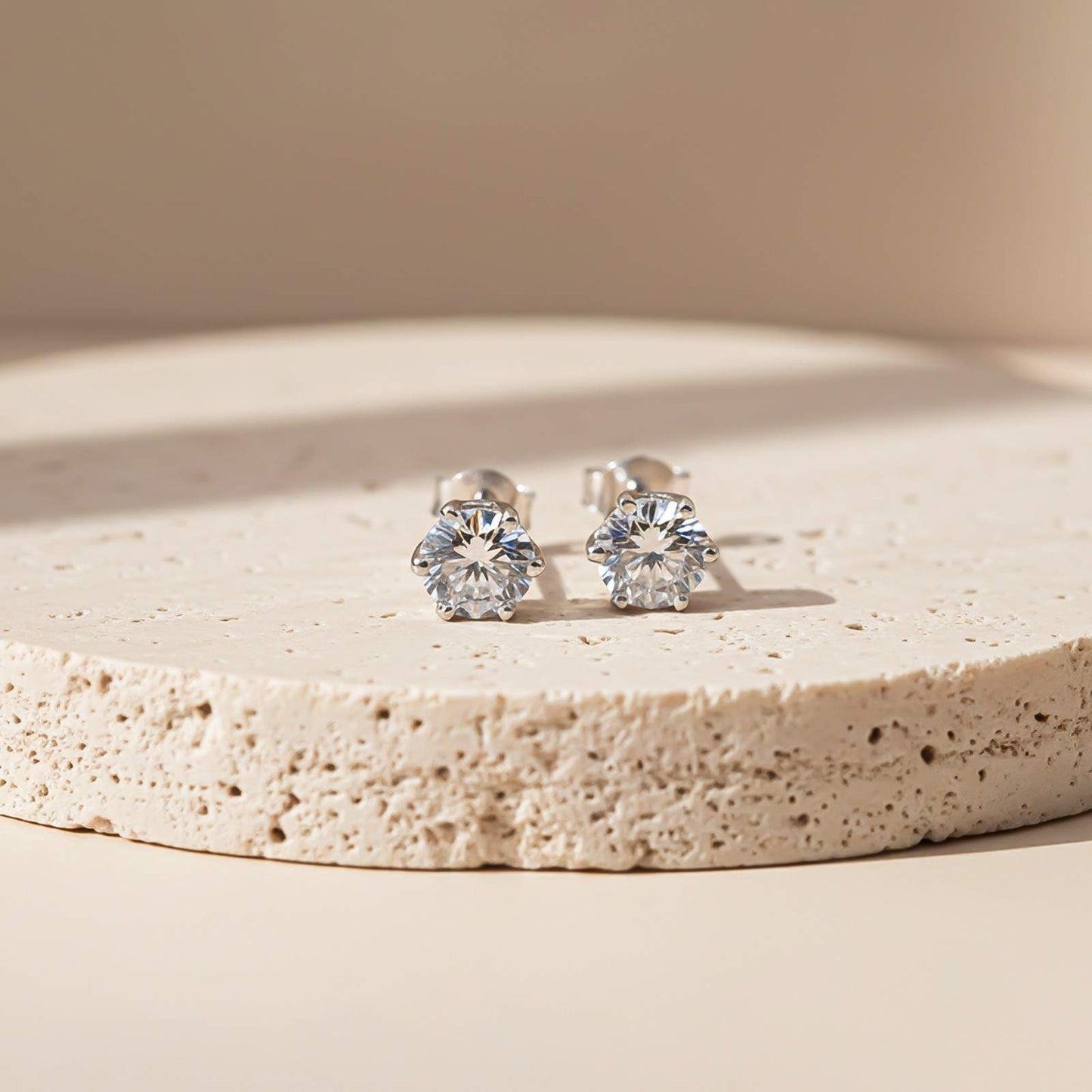 Silver Sparkle White Zircon Stud Earrings