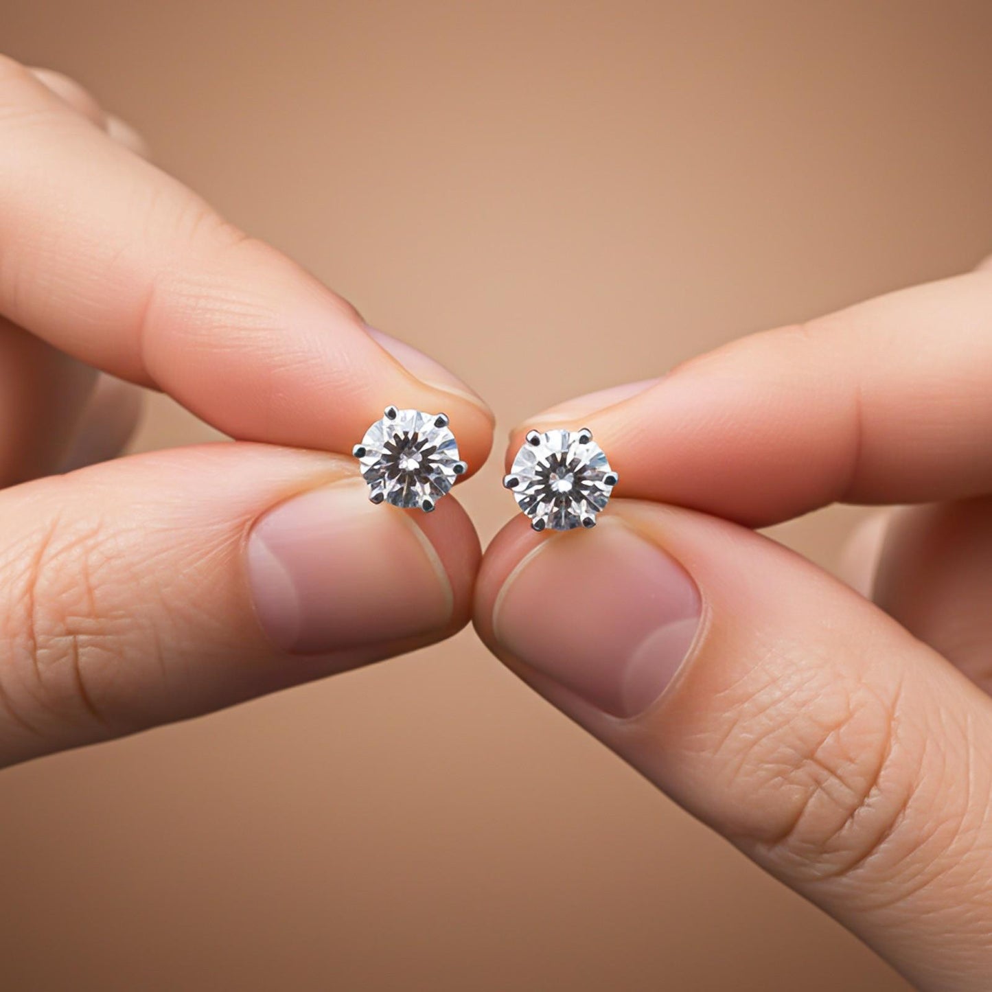 Silver Sparkle White Zircon Stud Earrings