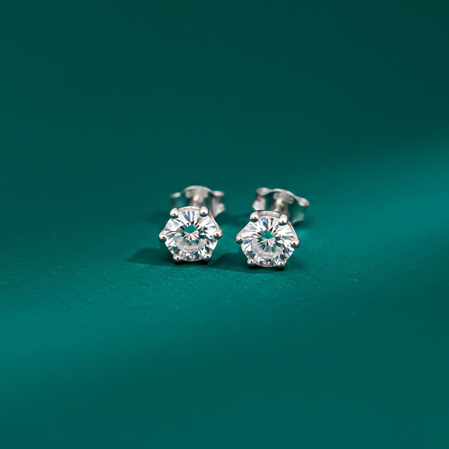 Silver Sparkle White Zircon Stud Earrings