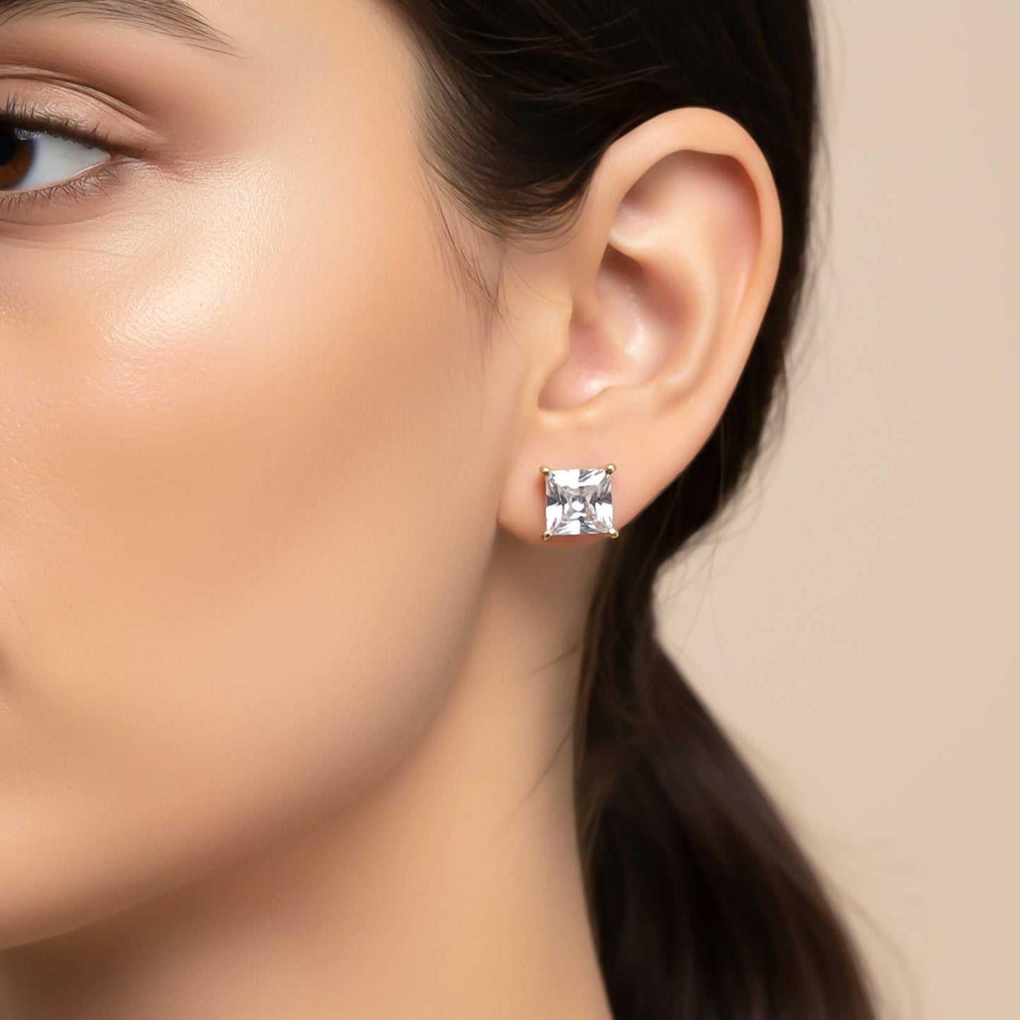 Golden Hip-Hop Stud Earrings