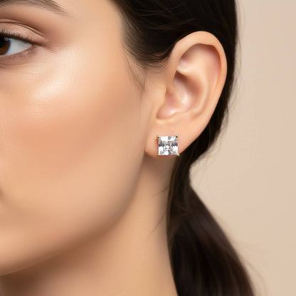 Golden Hip-Hop Stud Earrings