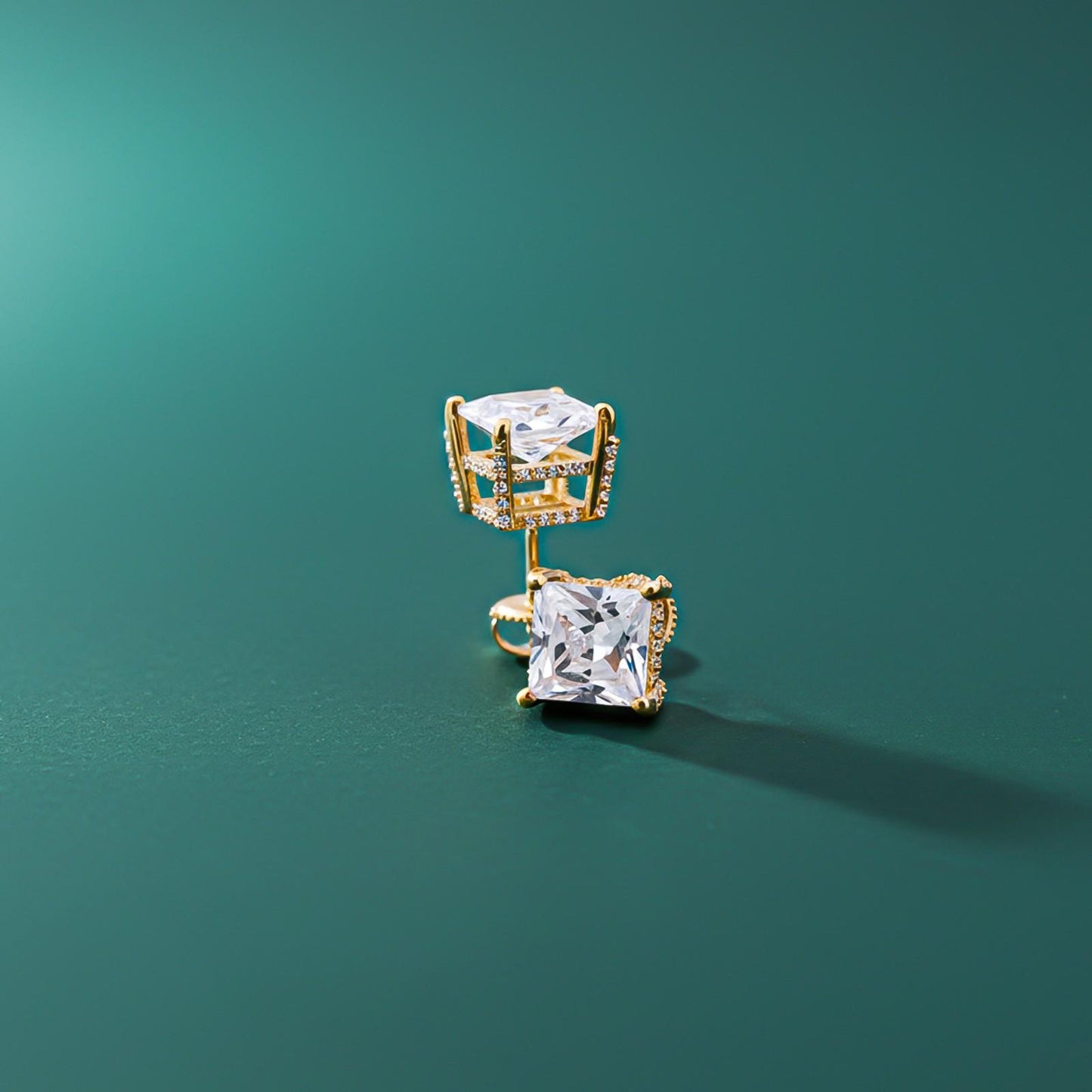 Golden Hip-Hop Stud Earrings