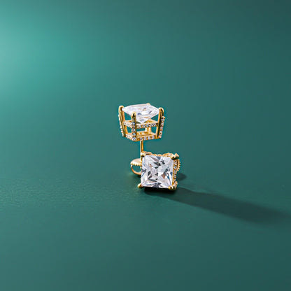 Golden Hip-Hop Stud Earrings