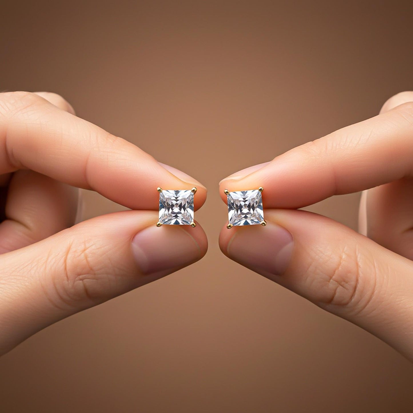 Golden Hip-Hop Stud Earrings