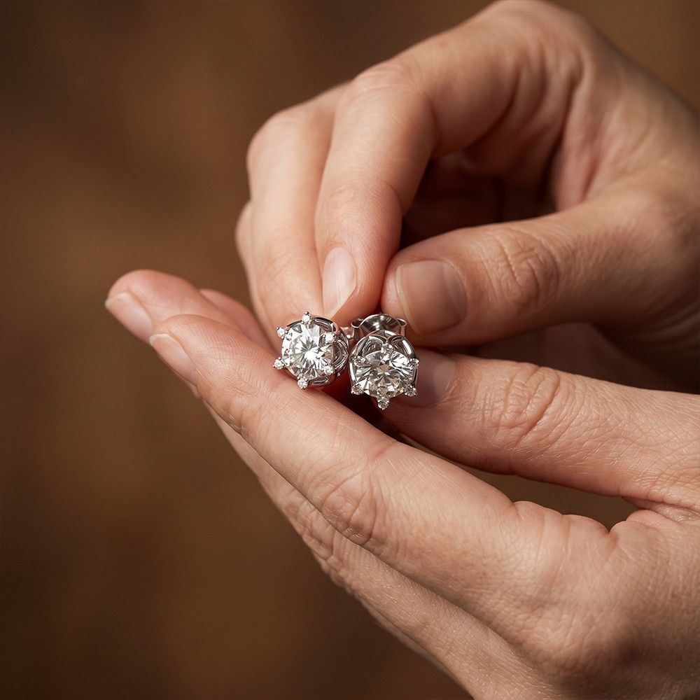 Round Floral Halo Stud Earrings