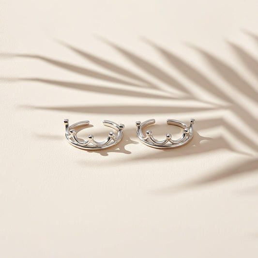 Silver Crown Toe Rings For Women