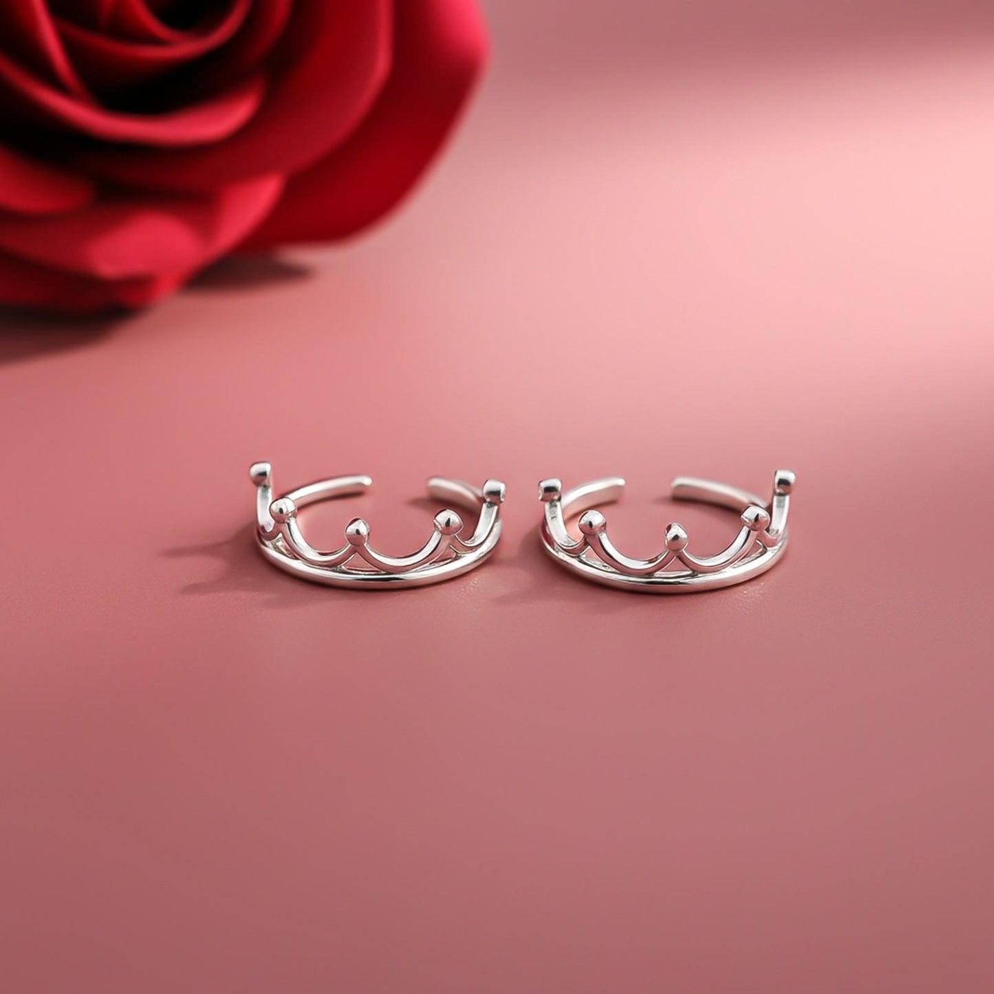 Silver Crown Toe Rings For Women