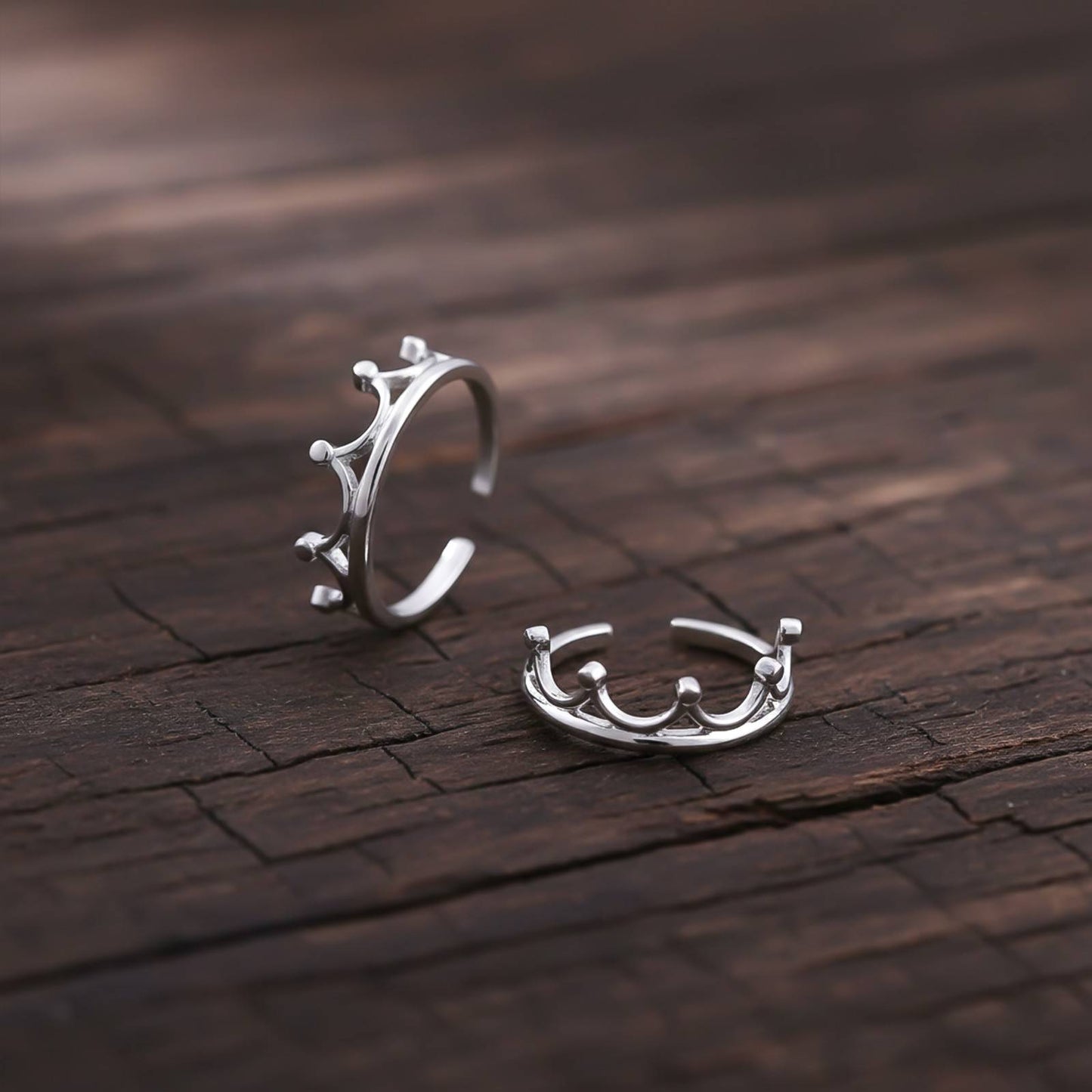 Silver Crown Toe Rings For Women