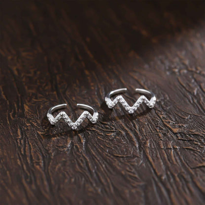 Zig Zag Rhodium Plated Silver Toe Ring